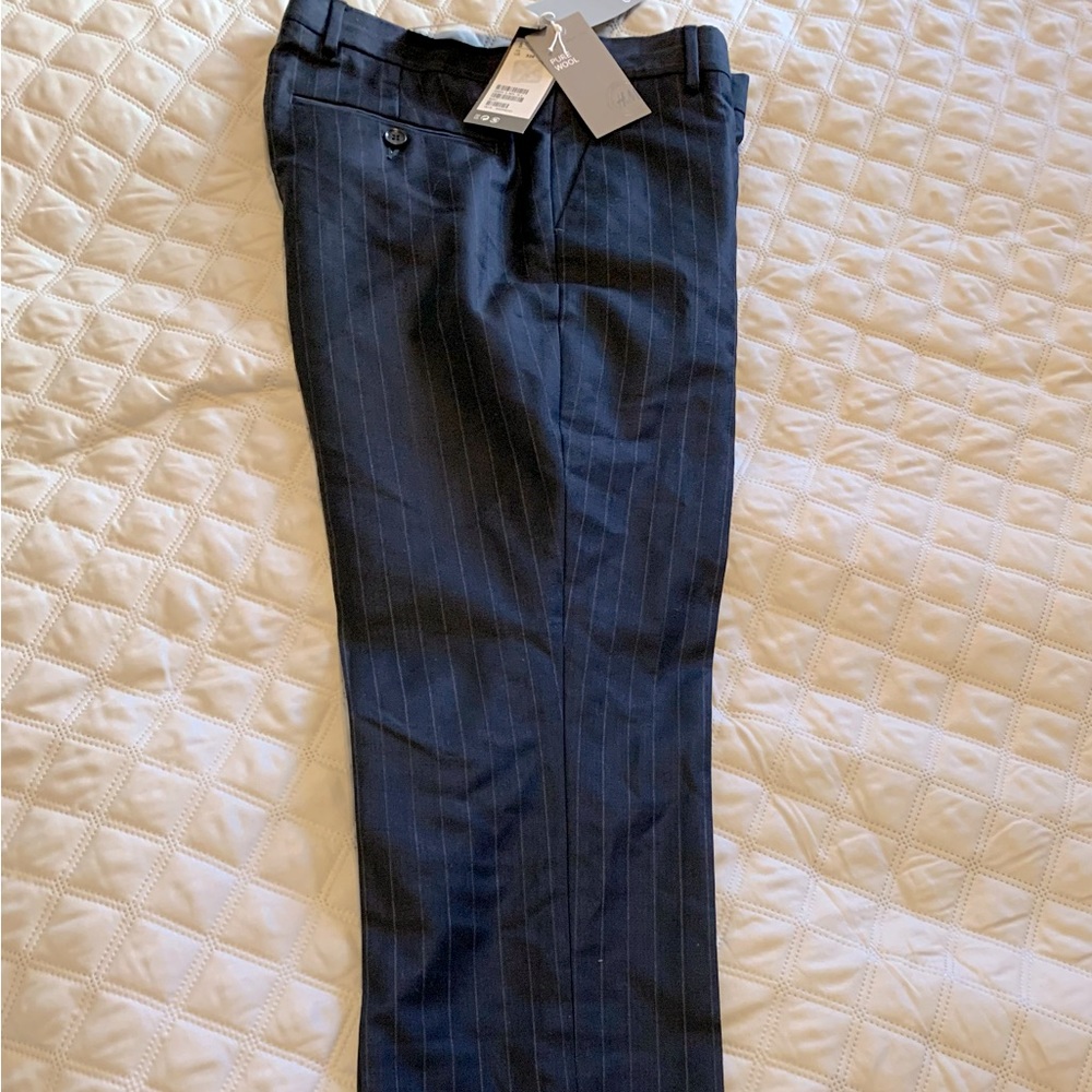 H&M premium collection dark blue with pinstripe dress pants, 32R